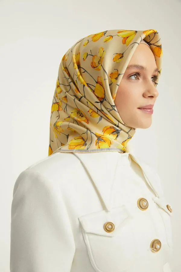 Poanes DESENLİ ÇİFT TARAFLI TWILL İPEK EŞARP