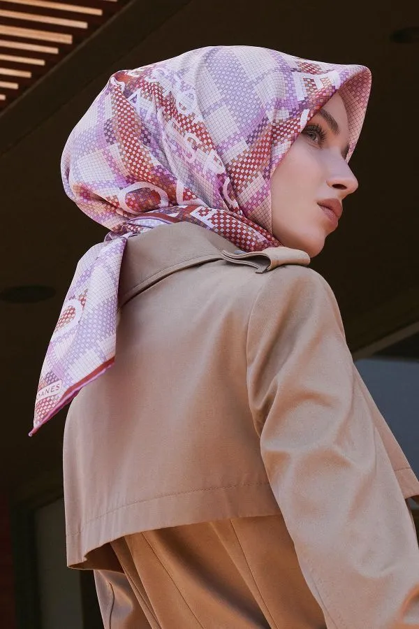 Poanes EKOSE DESENLİ TWILL İPEK EŞARP