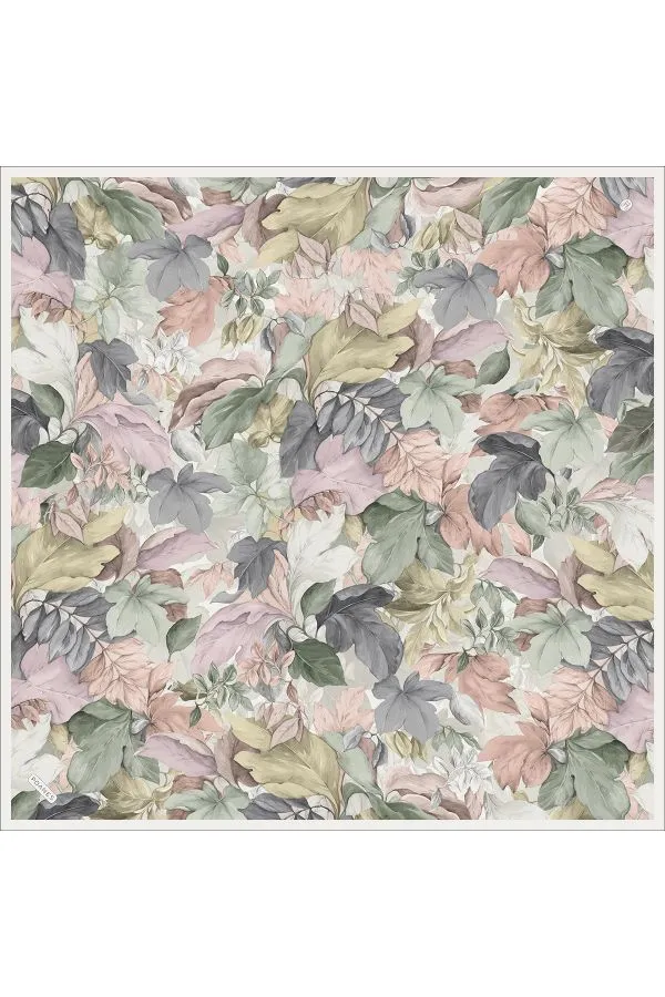 Poanes Yaprak Harmoni Desenli Twill İpek Eşarp