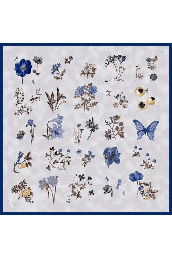 Poanes Botanik Desenli Twill İpek Eşarp