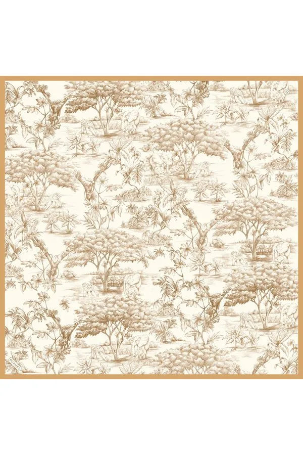 Poanes Eskiz Desenli Twill İpek Eşarp