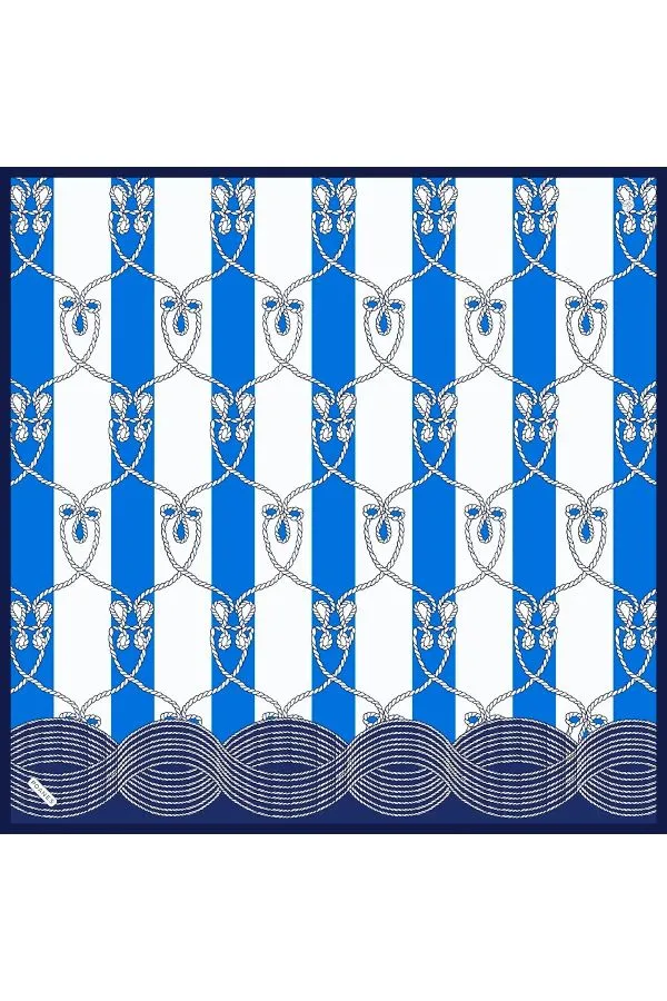 Poanes Marin Desenli Twill İpek Eşarp video önizlemesi
