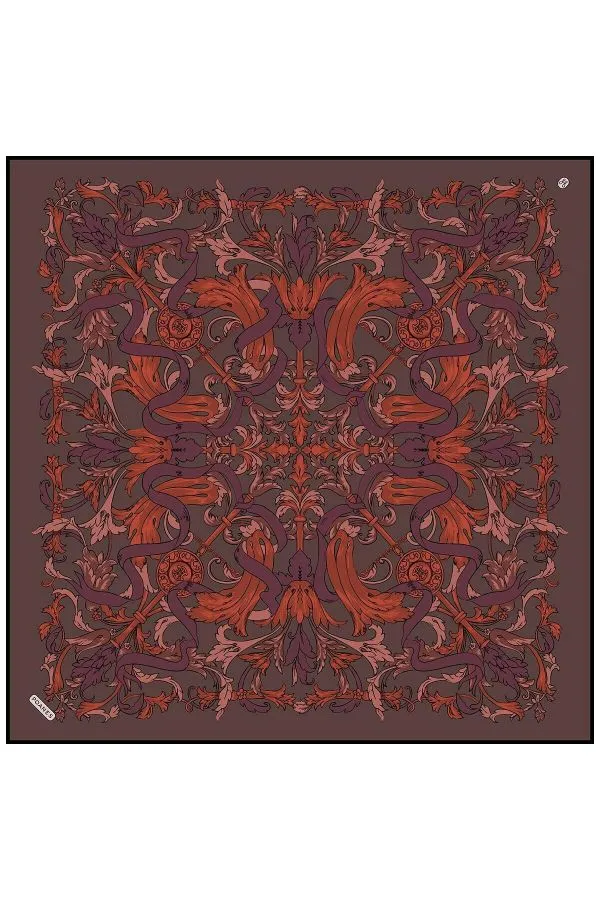 Poanes Barok Kurdele Desenli Twill İpek Eşarp
