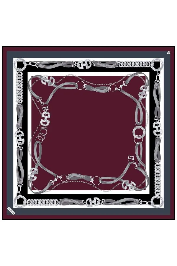 Poanes Kemer Bordür Desenli Twill İpek Eşarp