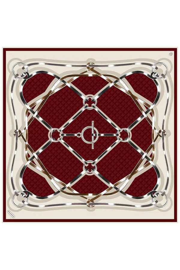 Poanes Marin Monogram Desenli Twill İpek Eşarp
