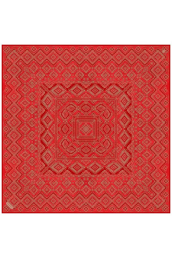 Poanes Etnik Desenli Twill İpek Eşarp