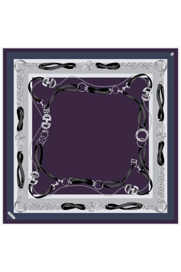 Poanes Kemer Bordür Desenli Twill İpek Eşarp