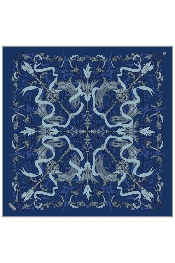 Poanes Barok Kurdele Desenli Twill İpek Eşarp