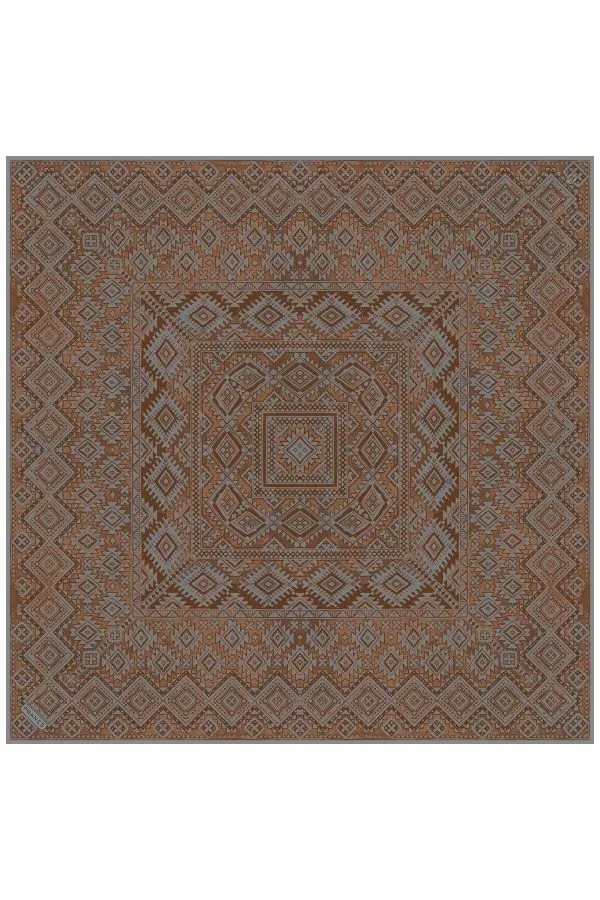 Poanes Etnik Desenli Twill İpek Eşarp