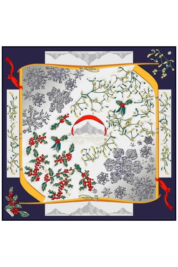 Poanes Kar Tanesi Desenli Twill İpek Eşarp