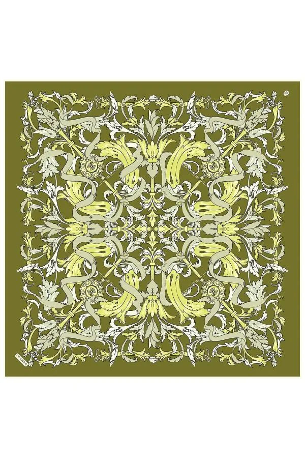 Poanes Barok Kurdele Desenli Twill İpek Eşarp