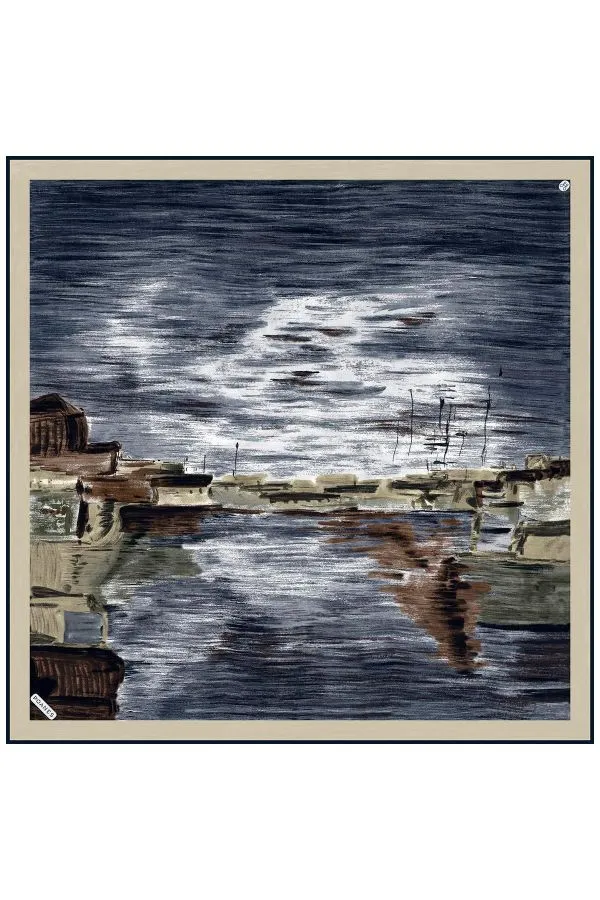 Poanes Günbatımı Desenli Twill İpek Eşarp