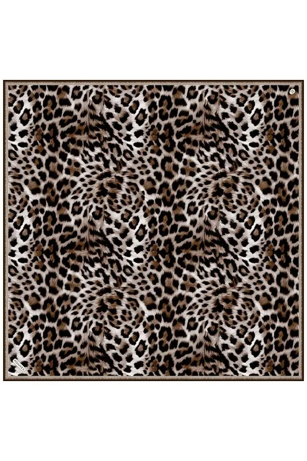 Poanes Leopar Desenli Twill İpek Eşarp