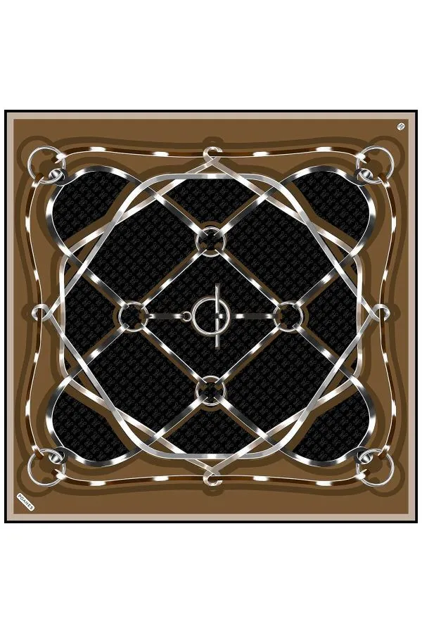 Poanes Marin Monogram Desenli Twill İpek Eşarp