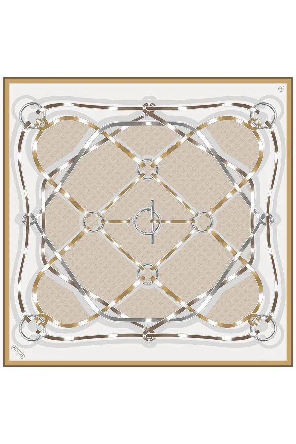 Poanes Marin Monogram Desenli Twill İpek Eşarp