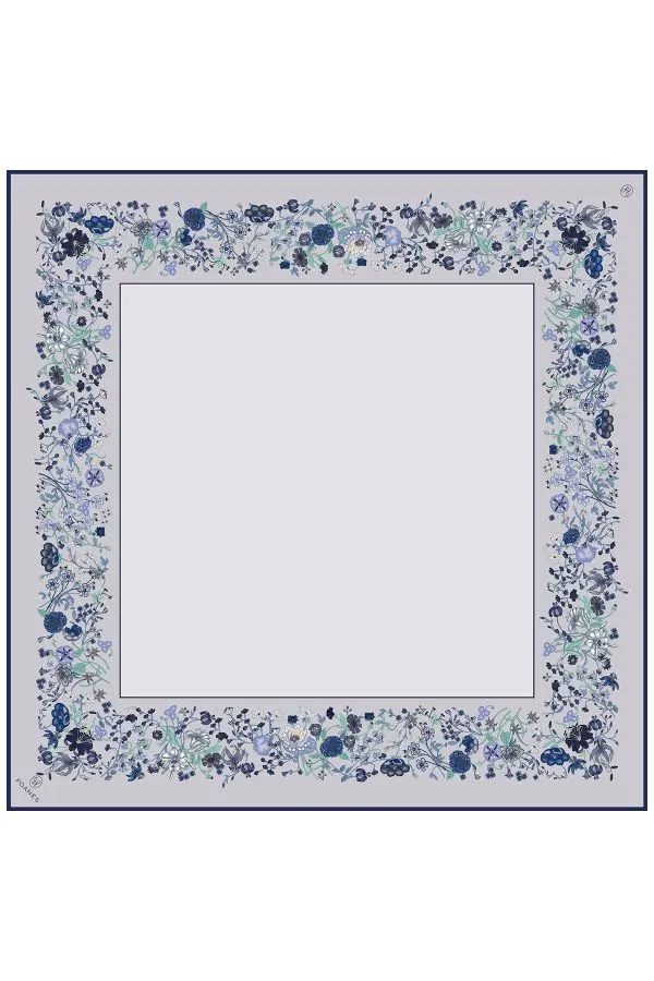 Poanes Çiçek Bordür Desenli Twill İpek Eşarp