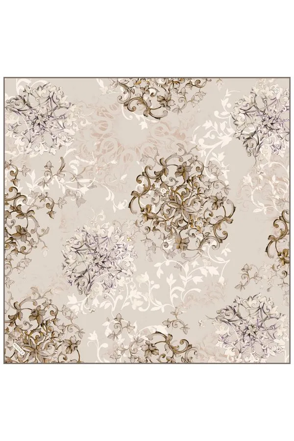 Poanes Saray Desenli Twill İpek Eşarp