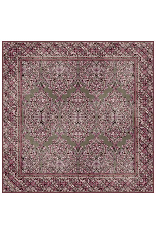 Poanes Madalyon Desenli Twill İpek Eşarp