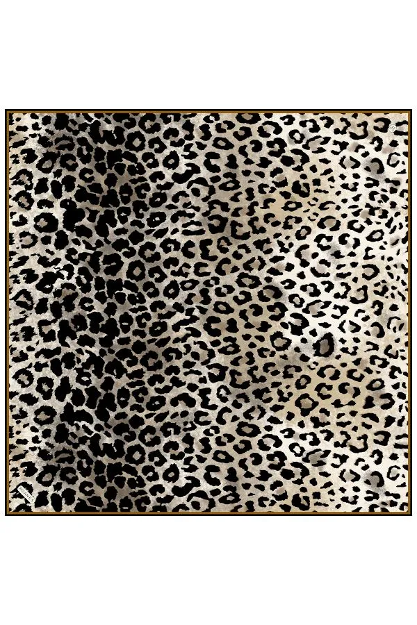 Poanes Leopar Doku Desenli Twill İpek Eşarp