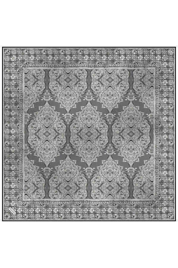 Poanes Madalyon Desenli Twill İpek Eşarp